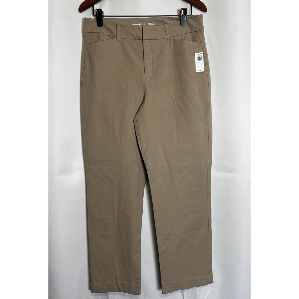 Old Navy 12 Khaki Pixie Straight High Rise Secret Smooth Pockets Pants Trousers
